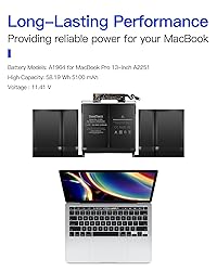 SeaPlant A2251 Battery Replacement for MacBook Pro