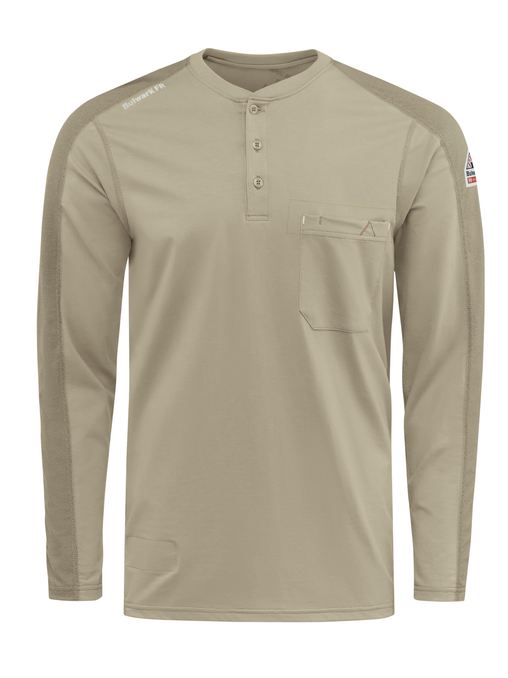 Bulwark FR Men’s Flame Resistant Flex Knit Henley, Khaki, 4X-Large
