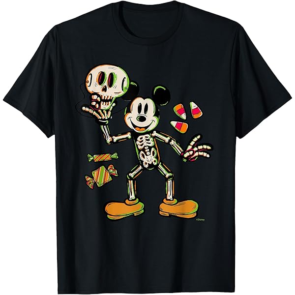 Amazon.com: Disney Mickey Mouse Halloween Skeleton T-Shirt