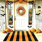 Striped Rug 2'4''x 3'7'' Halloween Front Doormat Orange and Black, Washable Indoor Outdoor Doormat for Front Door, Entryway, Bedroom, Kitchen, Porch, Patio Decor
