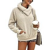 KIRUNDO Winter Clothing for Women Sherpa Pullover Fleece Zip Sweatshirt 2026 Fall Fashion Fuzzy Faux Shearling Warm Outwear
