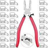 Key Fob Hardware Set, Shynek 50PCS Lanyard Key Fob Hardware 1 Inch with Key Fob Pliers Tool for Keychain and Wristlet Clamp Hardware Supplies