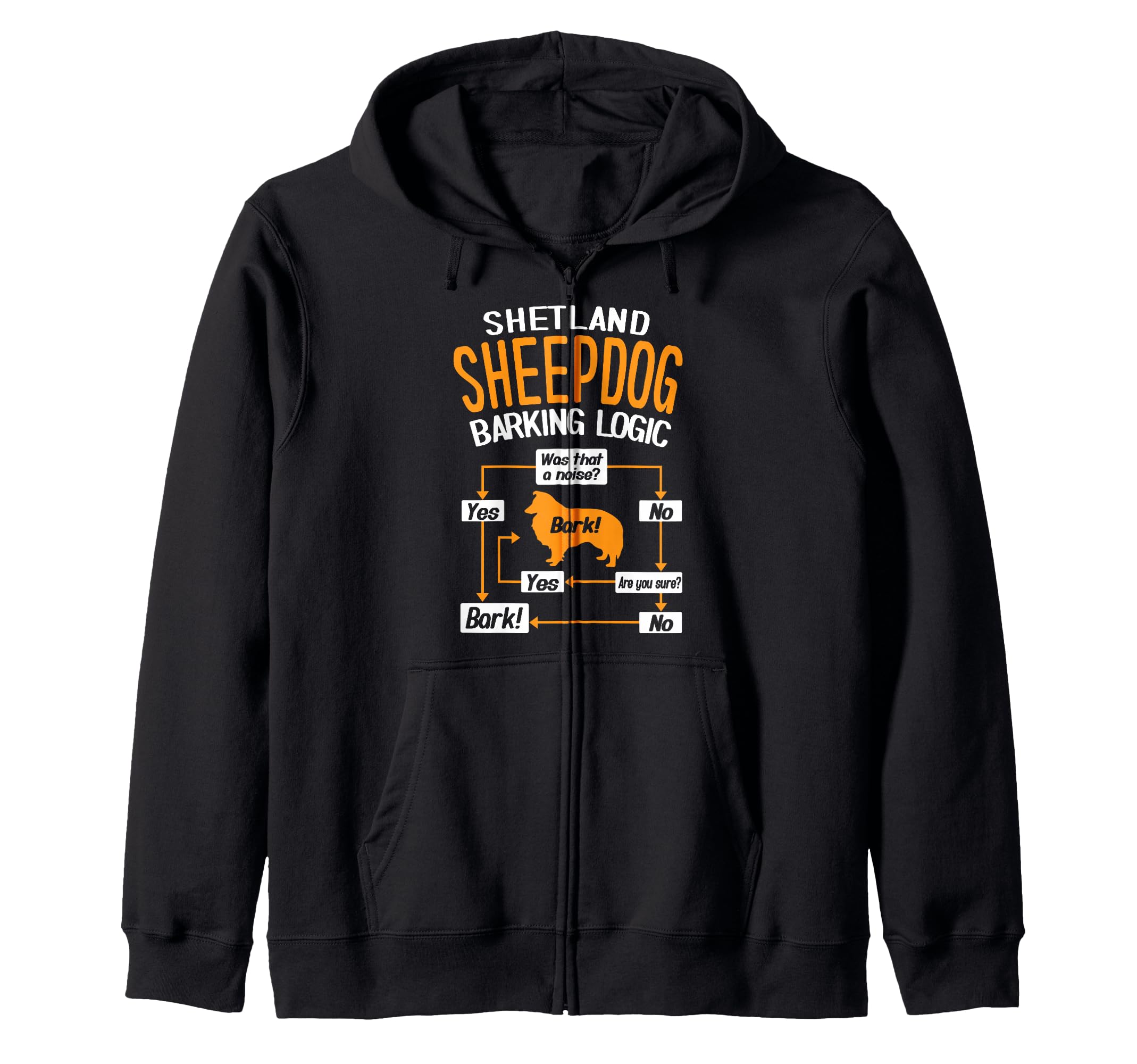 Shetland Sheepdog Barking Logic Funny Dog Lover Zip Hoodie