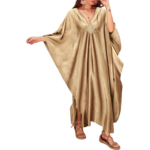 Kawai Peach Women's Long Beach Dress – Kimono Maxi Kaftan Cover Up, One Size Fits Most