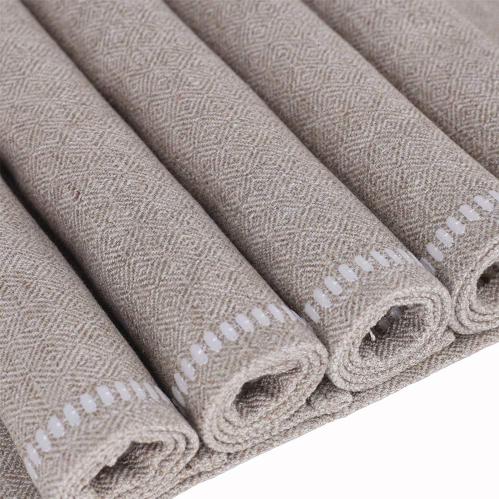 millianess Placemats Cotton Linen Embroidery Table Mats Heat Resistant Kitchen Tablemats for Dining Table 13"x18" (6 Piece,Nature-Linen): Home & Kitchen