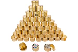 GENHAKON 48 Packs 4 oz Golden Candle Tins, Bulk Candle Making Tins, Candle Jars, Candle Containers for Making Candles