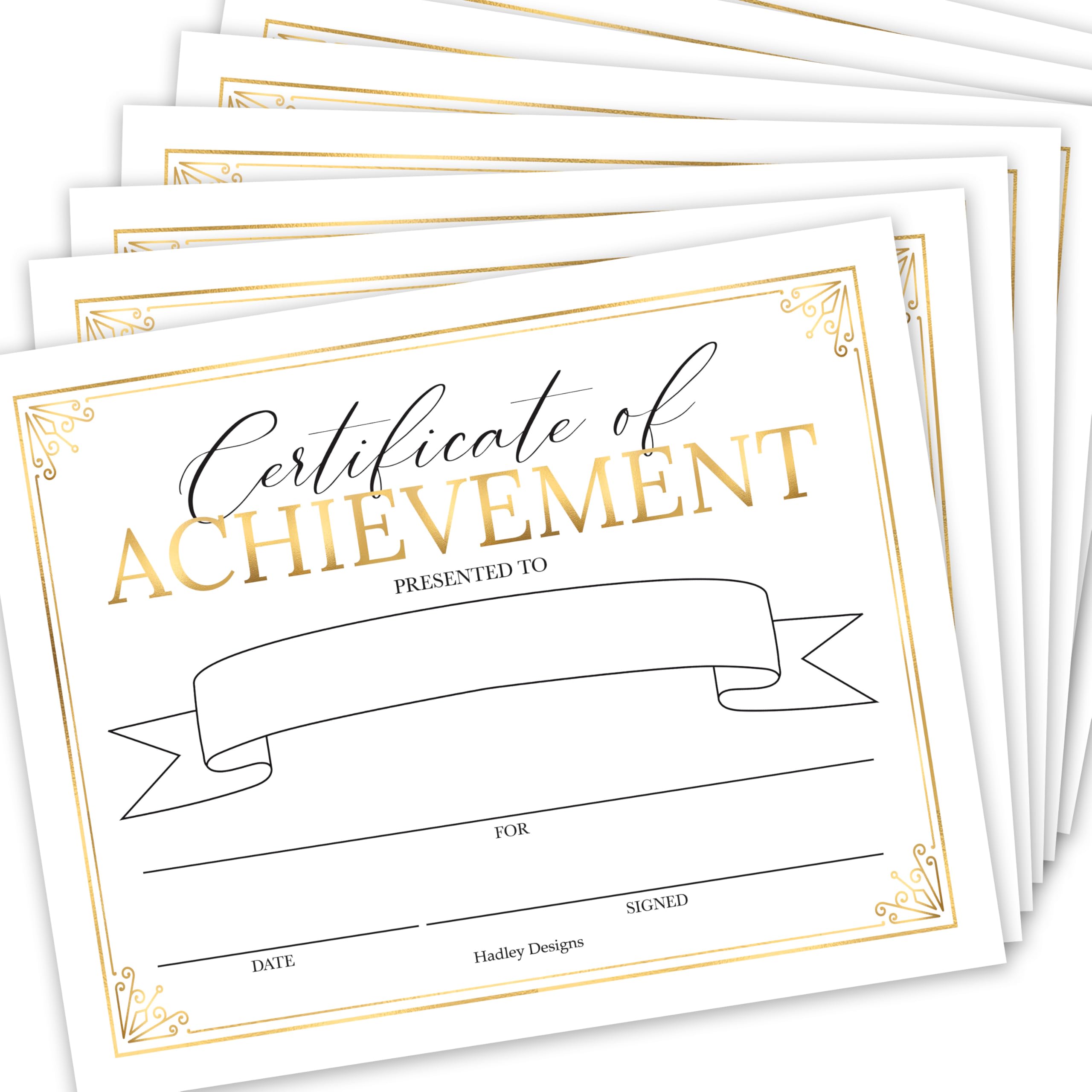 Certificate of Achievement Awards -25 Bulk Award Certificates for Students & Employee of the Month, Premium Real Gold Foil Certificate Paper, Superlative Academic Excellence Certificates of Completion