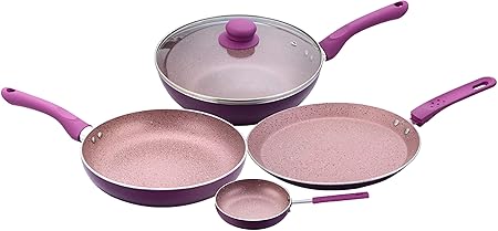 Wonderchef - 60018331 Royal Velvet Induction Base Aluminium Cookware Set, 5-Pieces, Purple