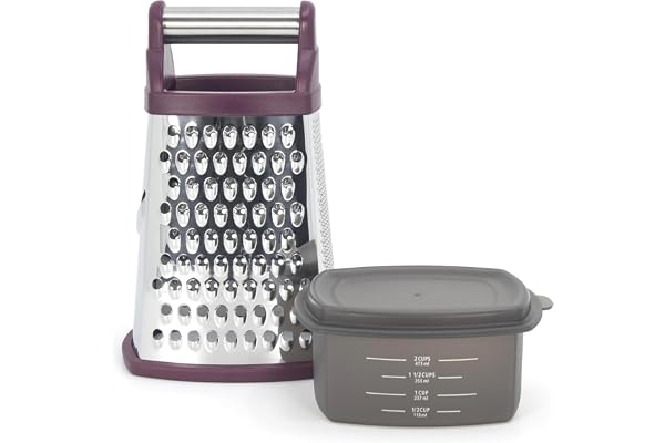 KitchenAid - Gourmet Grater, 4-Sided Stainless Steel Box Grater with Detachable Storage Container, Easy to Grate, Slice, & Sh