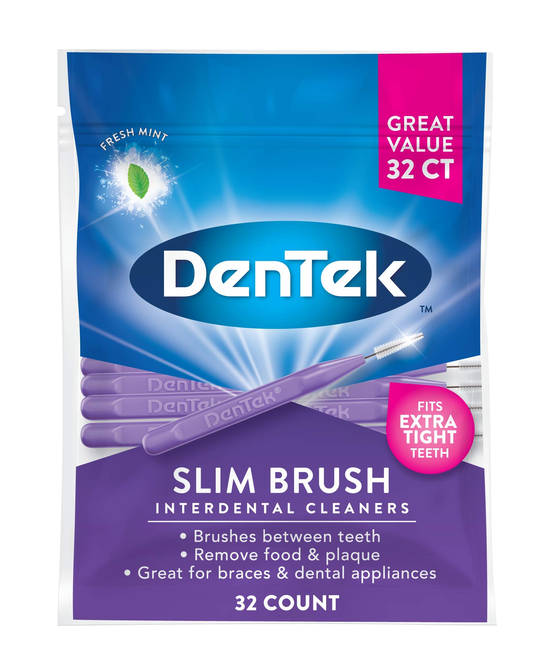 DenTek Slim Brush Interdental Cleaners Brushes Between Teeth Extra