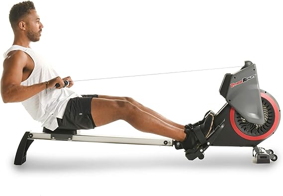 Fitness Reality Dual Transmission Fan Rower Rowing Machine with MyCloudFitness App and On Demand Coaching, Black