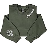 NAZENTI Custom Embroidered Grandma Sweatshirt with Kids Name on Sleeve, Mothers Day Shirt, Gifts for Grandma, New Mom