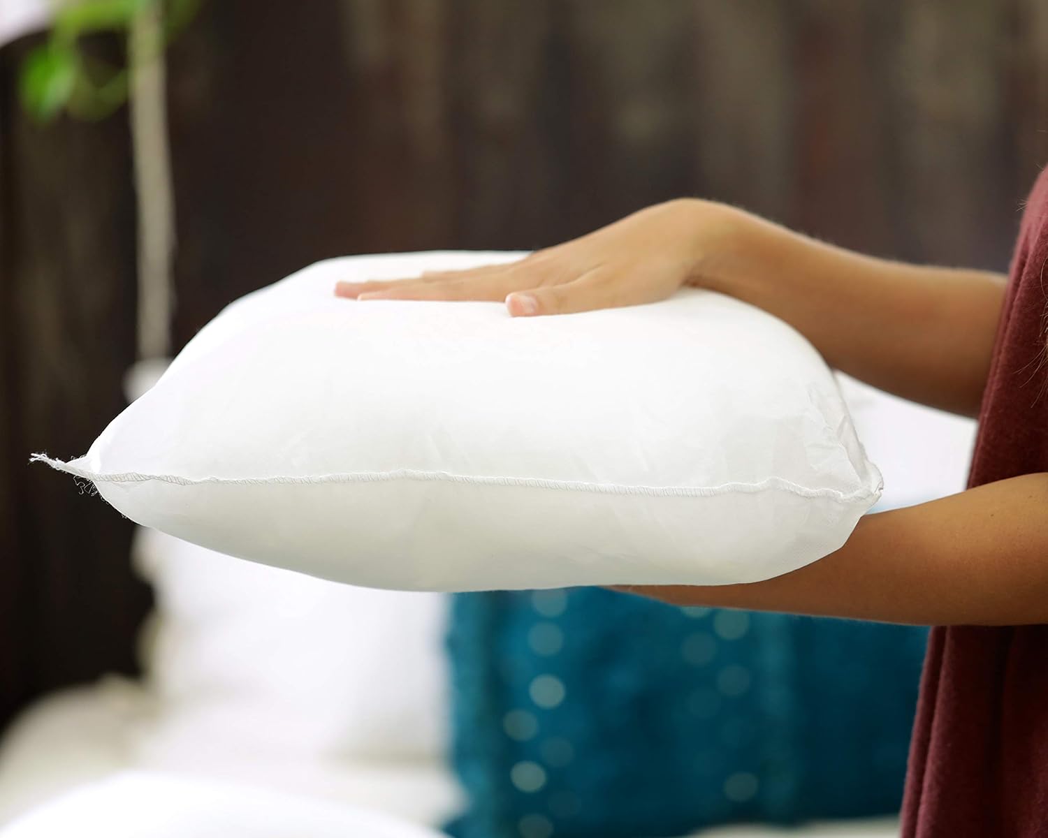 Foamily Premium Hypoallergenic Stuffer Pillow Insert Sham Square Form Polyester, 18" x 18", White: Home & Kitchen