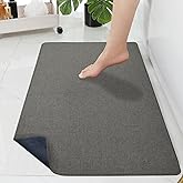 Yancorp 16"x26" Ultra Thin Bathroom Rugs,Low Profile Bath Rug,Rubber mat,Fit Under Door,Non Slip,Machine Washable Shower Rug,Dark Brown