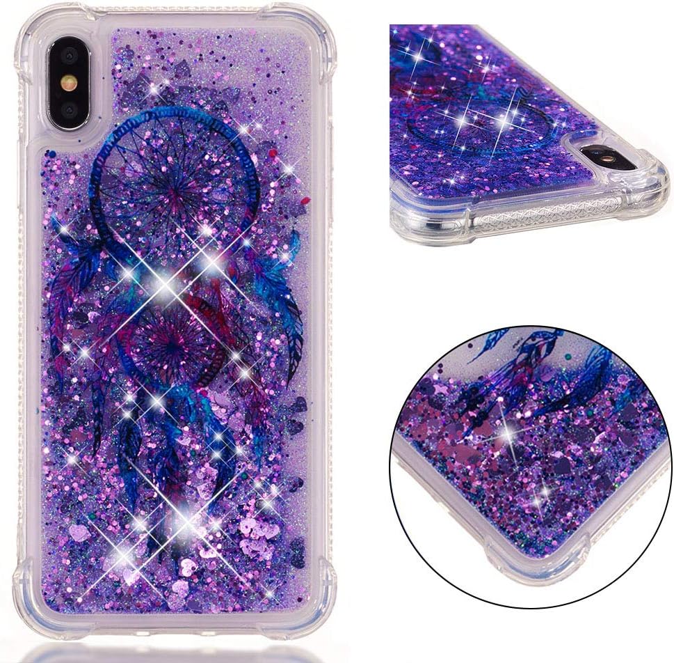 YMHML Glitter Case Compatible with iPhone Xs MAX (2018 Release) 【6.5 Inch】 Luxury Fashion Bling Flowing Liquid Floating Sparkle Glitter Cover Print Unicorn Cute Cartoon TPU Bumper Case (Purple)
