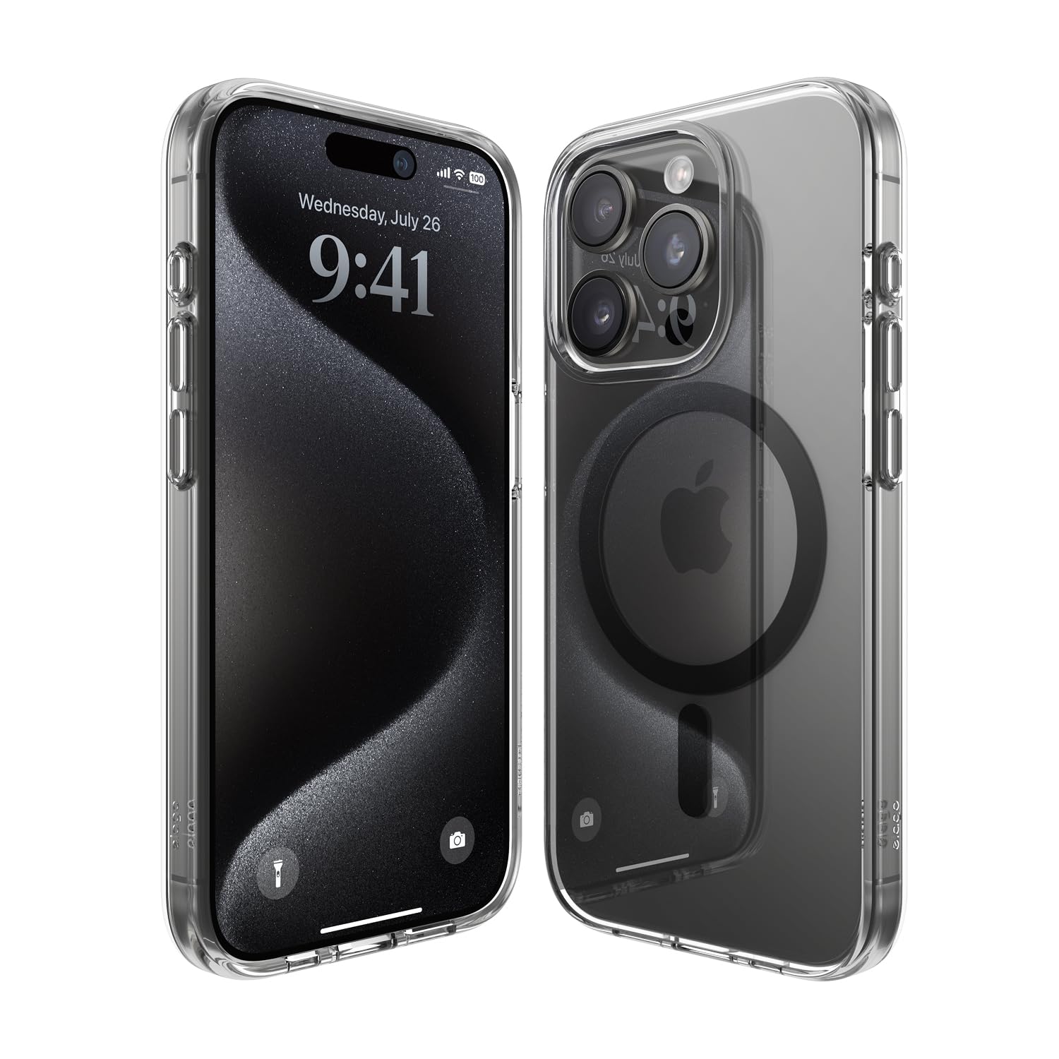 elago Magnetic Hybrid Clear Case Compatible with iPhone 15 Pro Case, Compatible with MagSafe, PC + TPU Hybrid Technology, US Military Grade Drop Protection, Reduced Yellowing (Black)