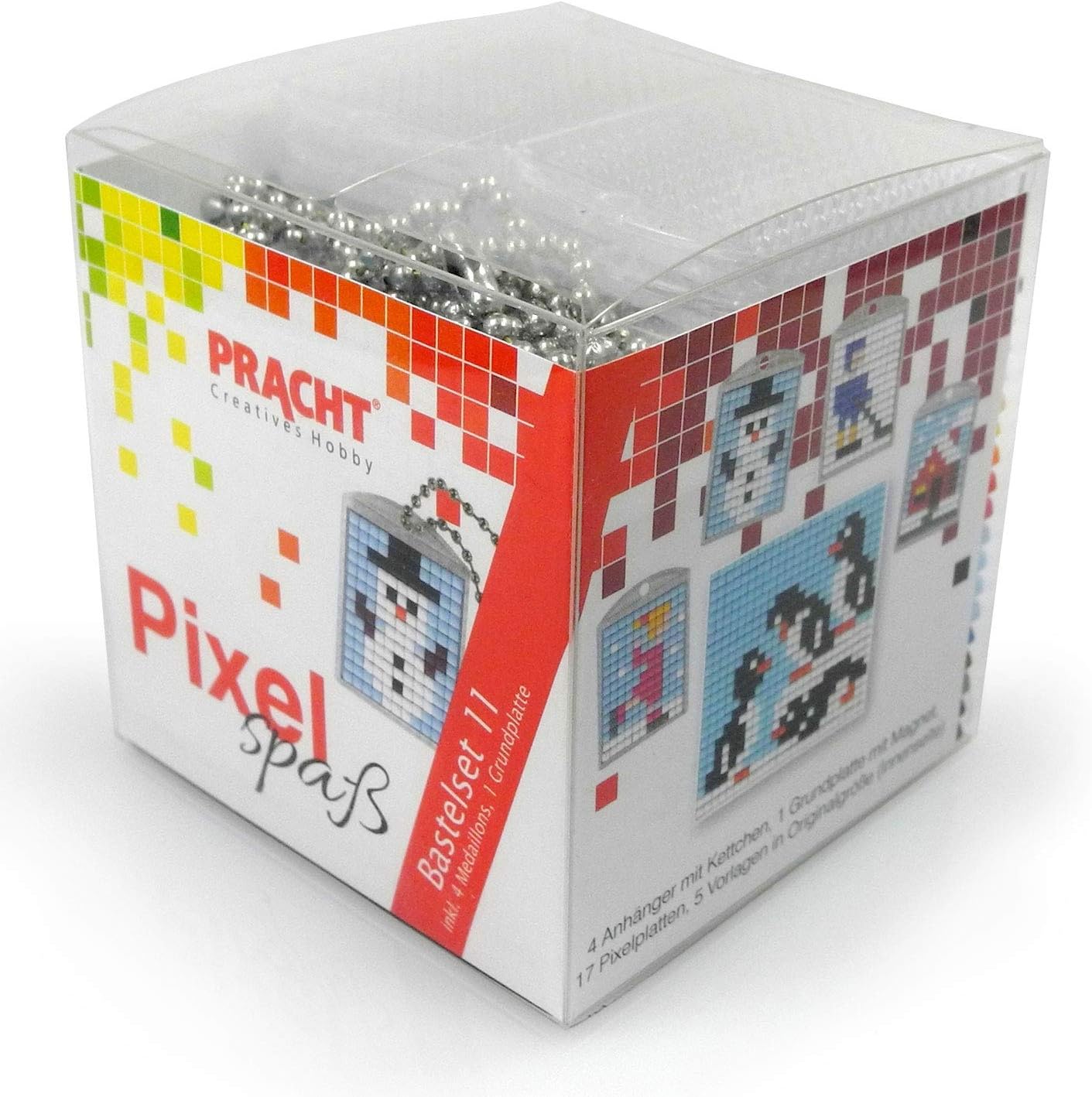 Pracht Creatives Hobby Pixel P90072-63501 Kit De Bricolage Amusant 34 Pour Enfants, Système D'assemblage Simple Avec Des Petites Pierres En Bioplastique Pour Créer 6 Porte-clés (médaillons