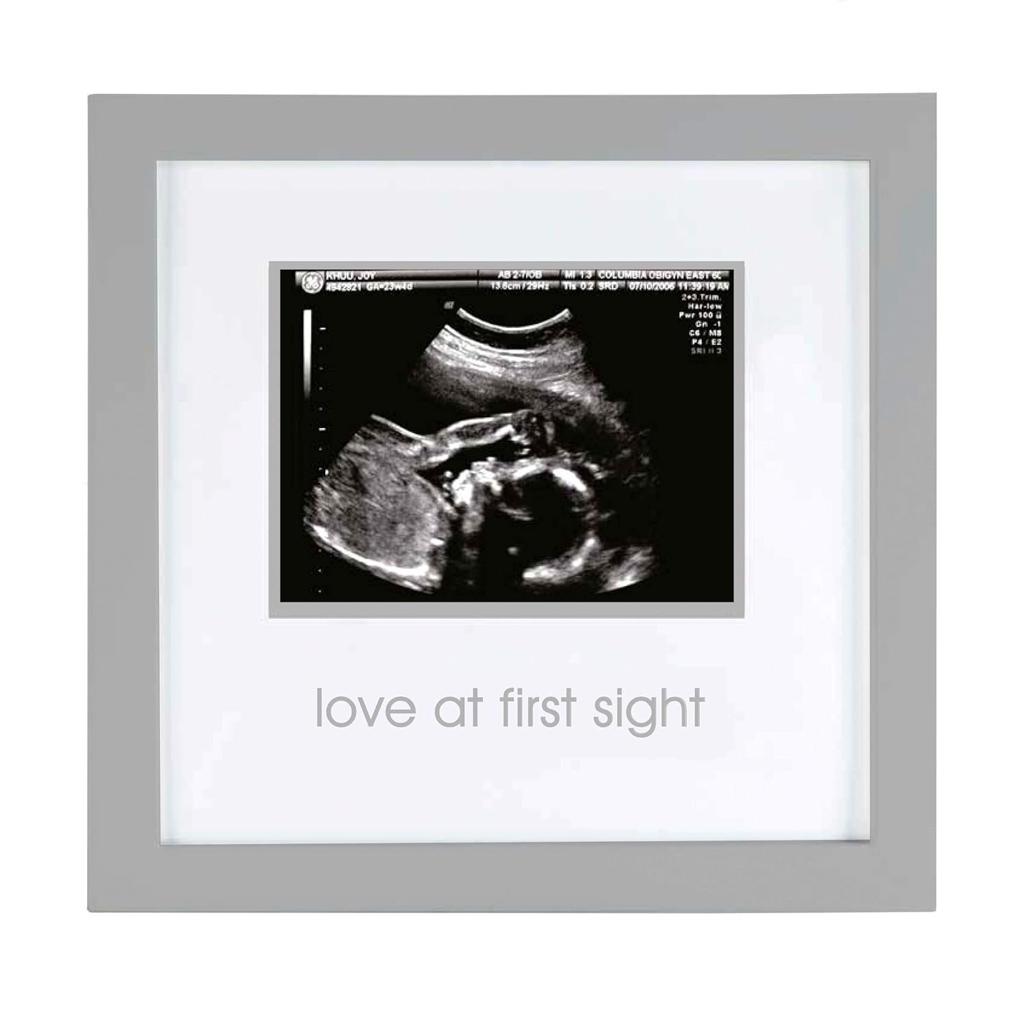 Pearhead Love at First Sight Sonogram Picture Frame, Ultrasound Gift, Baby Shower Gifts, Gift Registry, Grey