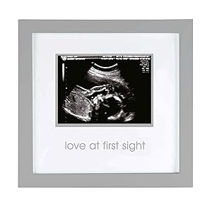 Pearhead Love at First Sight Sonogram Picture Frame, Ultrasound Gift, Baby Shower Gifts, Gift Registry, Grey