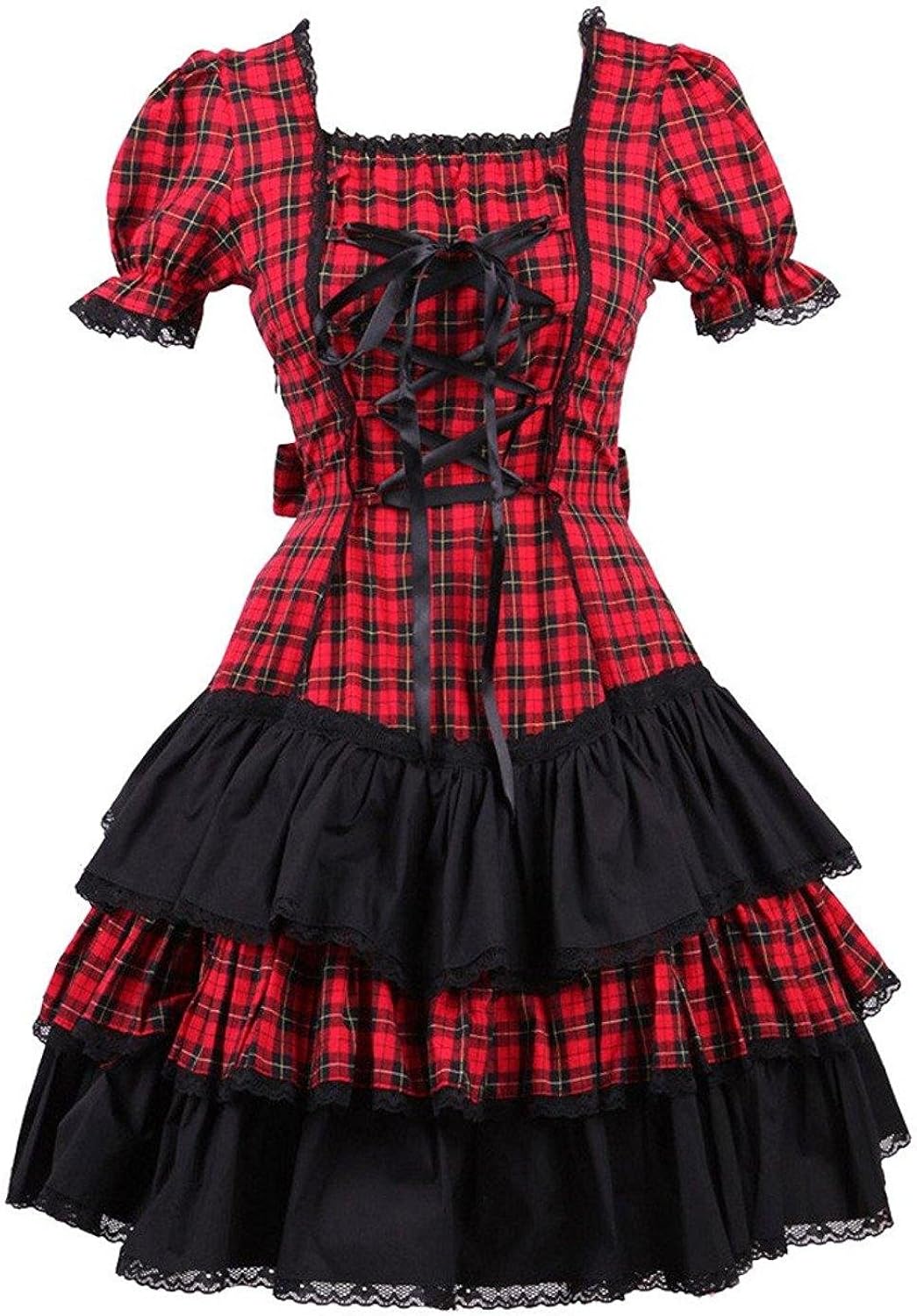 red check school dress