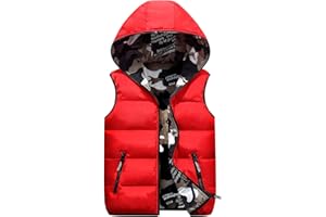Happy Cherry Kids Winter Hooded Vest Padded Camouflage Reversible Waistcoat Sleevelss Jacket 3-12Y