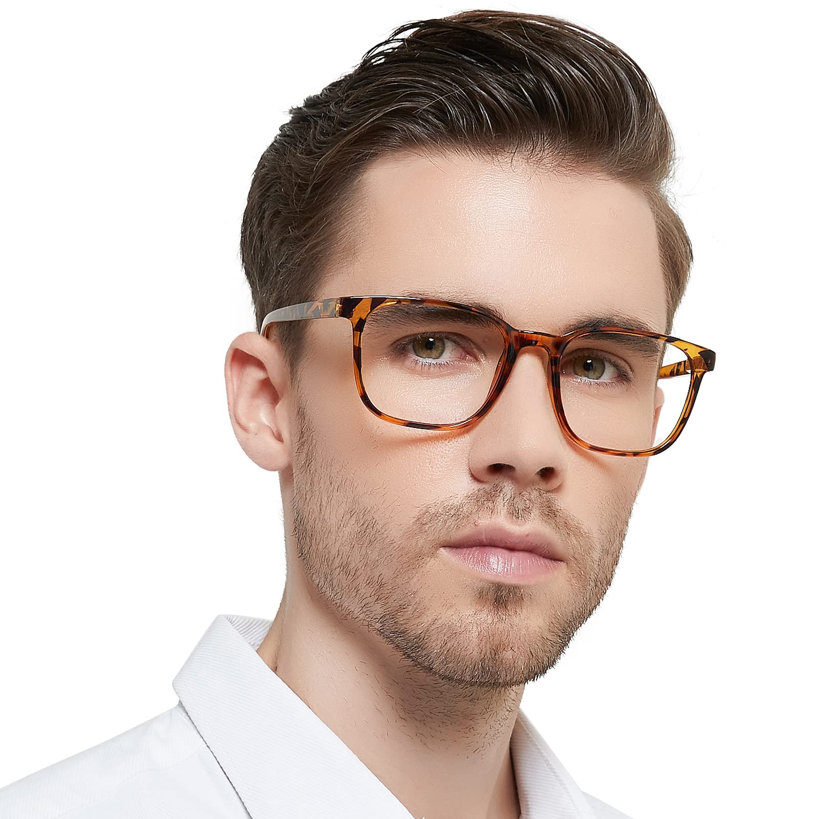 OCCI CHIARI Oversized Mens Reading Glasses Square/Rectangle Readers Glasses for Men Fashion Glasses for Reading Spring Hinge(Brown, 125)