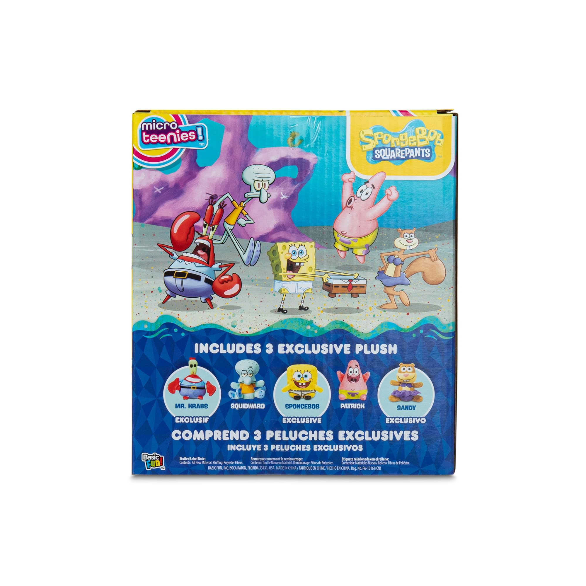 Spongebob Square Pants 5-Pack - Collectible Miniature Plush Figure, Suffed Animal, Toy Mini Soft Figure for Kids Ages 4+