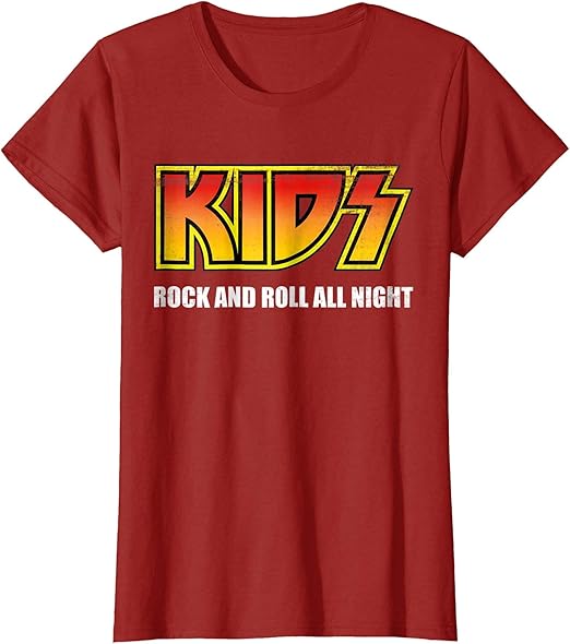 KIDS ROCK AND ROLL ALL NIGHT 80s logo style TShirt Clothing