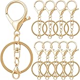 Hzopcw 10pcs Lobster Claw Clasps, Zinc Alloy Swivel Snap Hooks with Key Rings, Lobster Keychain Clasp for Lanyard Handbags Wallets DIY Craft Jewelry Making- Gold
