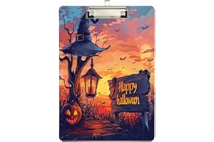 YETTASBIN Happy Halloween Clipboard, A4 Letter Size Acrylic Clipboards with Hanging Hole & Metal Clip for Nurse Office Worker