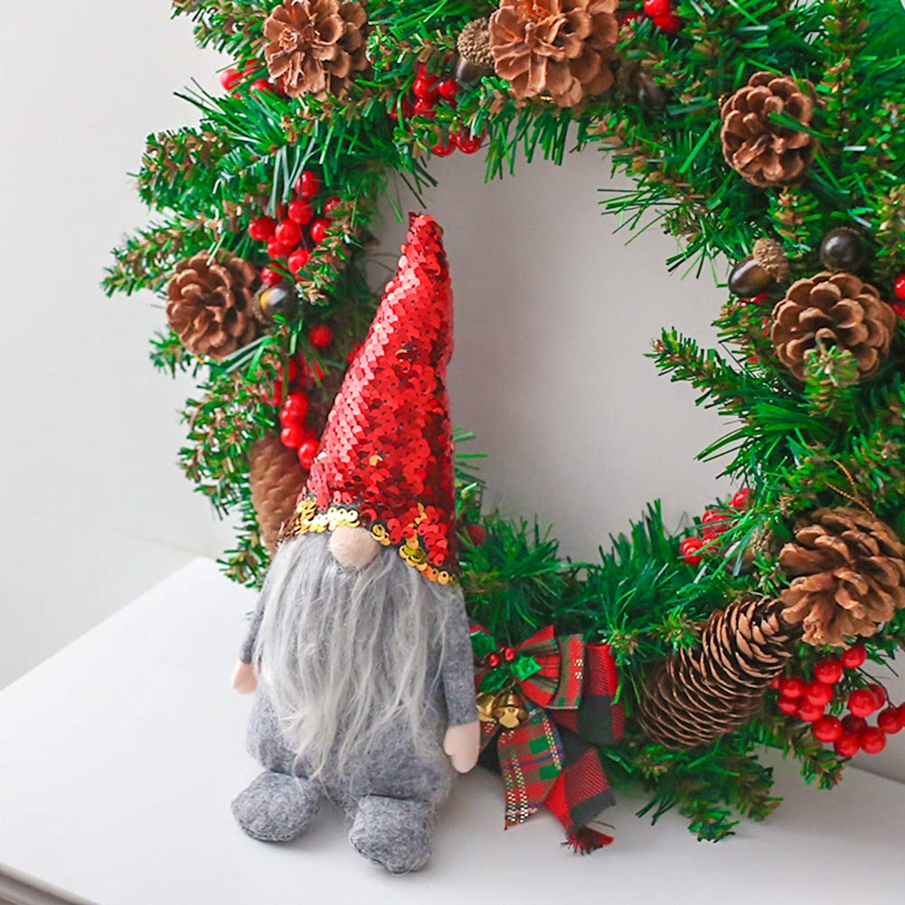 FuturePlusX Swedish Santa Gnome Plush, 1PCS Double Sequins Scandinavian Tomte Santa Scandinavian Gnome Plush for Christmas Santa Decoration Table Decor