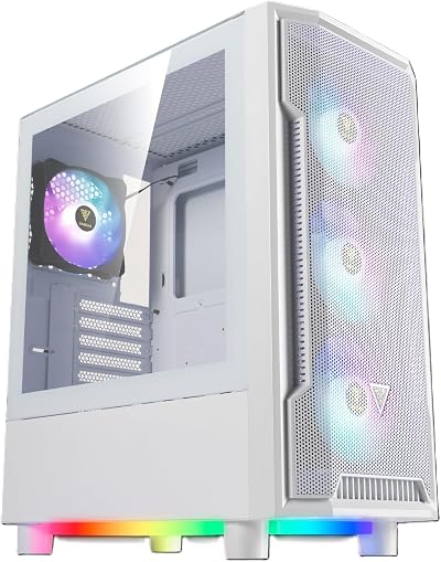 GAMDIAS ATHENA M6 LITE WH White ATX Gaming Mid Tower PC Case 4 ARGB Fans Glass