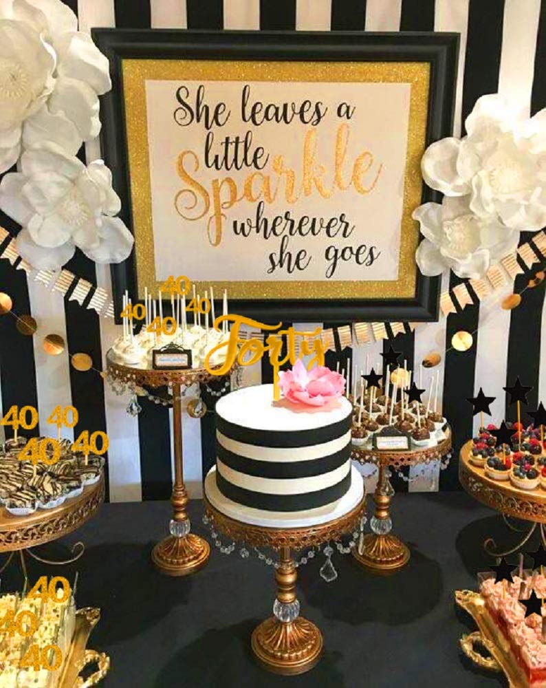 Home 21 Pcs Jevenis 40th Birthday Cake Topper Hello 40 Cake Topper