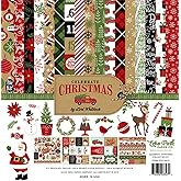 Echo Park Paper Company Celebrate Christmas Collection Kit paper, Red/Green/Tan/Burlap/Black 12-x-12-Inch