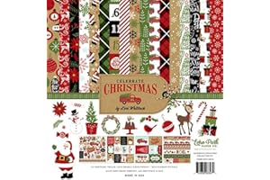 Echo Park Paper Company Celebrate Christmas Collection Kit paper, Red/Green/Tan/Burlap/Black 12-x-12-Inch