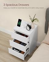 VASAGLE Kailyn Bedside Tables with Power Strip Cloud White LET831W15 view 4