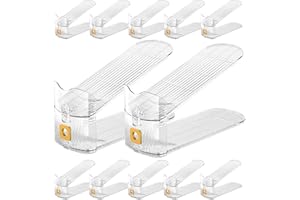Copidrum 12Pack Shoe Slots Organizer for Closet Shoe Stacker Shoe Rack Organizer for Closet Space Saver Storage Shoe Holder Organization (Clear)