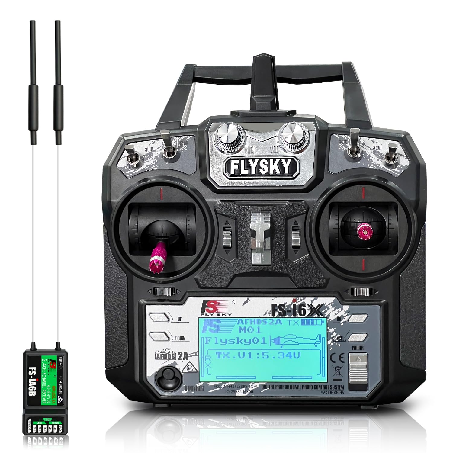 Flysky HAWK'S WORK FS-i6X 10 Ch Transmitter, 2.4GHz RC Controller with FS-iA6B Receiver for Drone Multirotor Airplane Helicopter Car Tank Boat (i6X+ iA6B)