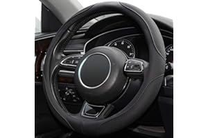 Xizopucy 14-inch Steering Wheel Cover (Fits 14-14.25inch) - Compatible with Prius/Civic/S Models - Black Microfiber Leather, 