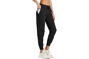 Willit Women's Studio Joggers Hiking Travel Quick Dry Pants Striped Workout Lounge Drawstring Pants with Pockets