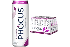 CLEAR CUT PHOCUS Phocus Caffeinated Sparkling Water, Mixed Berry | 75mg Natural Caffeine from Tea + L-Theanine | Zero Sugar, Zero Calories, No Artificial Flavors or Sweeteners, Vegan | 11.5 fl oz (Pack of 12)