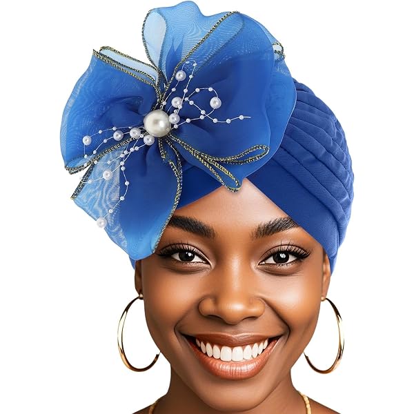 Women's Turban Hat With Rhinestone & Pearl Braid - Slouchy Beanie Chemo Cap, Head Wrap For Hair Loss