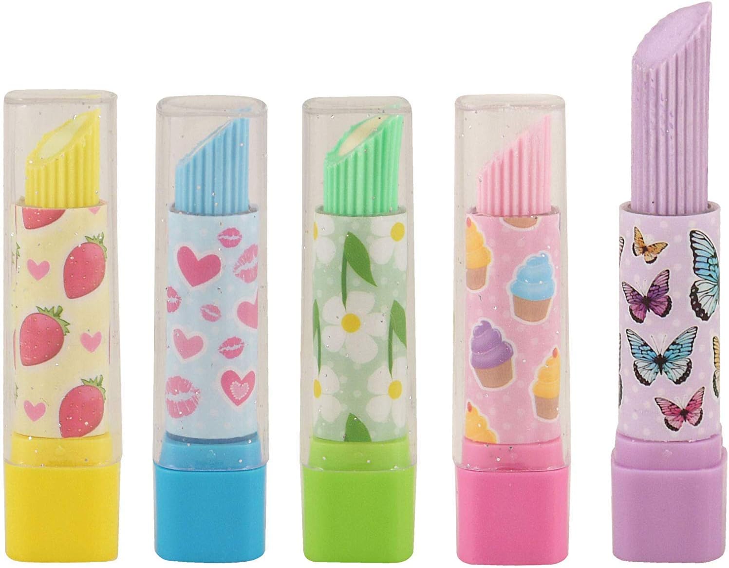 10 x Lipstick Erasers/Rubbers Girls Party Bag Fillers Assorted