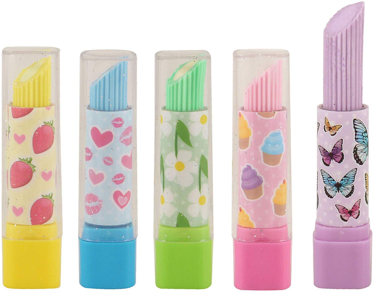 10 x Lipstick Erasers/Rubbers Girls Party Bag Fillers - Assorted Colours