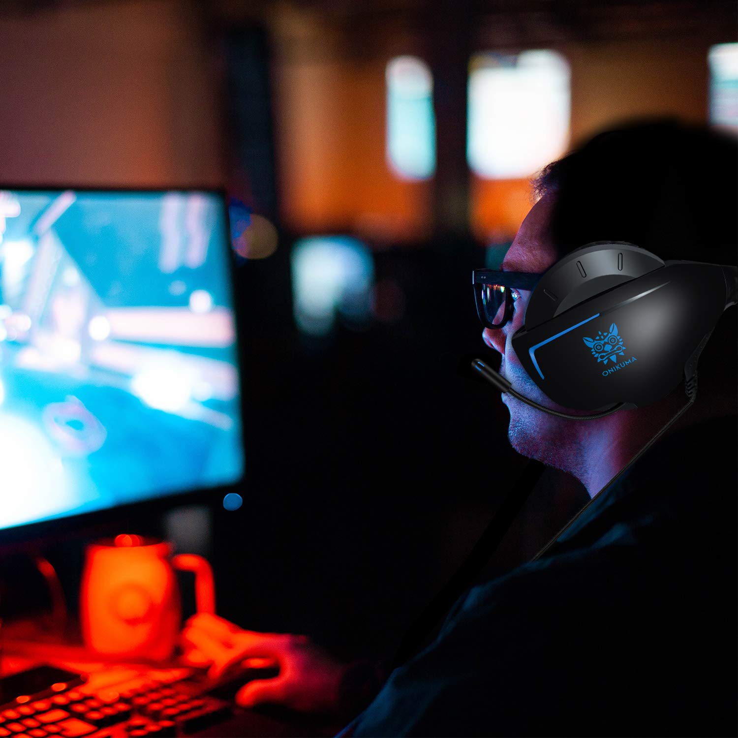 Gaming Headset with Mic Stereo Sound Noise Cancelling Headphone for Xbox One PC Mac PS4 Table Phone(Blue)