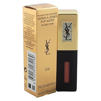 Yves Saint Laurent Rouge Pur Couture Vernis A Levres Pop Water Lip Gloss For Women 208 Wet Nude 02 Ounce