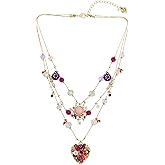 Betsey Johnson Womens Butterfly Charms Layered Necklace