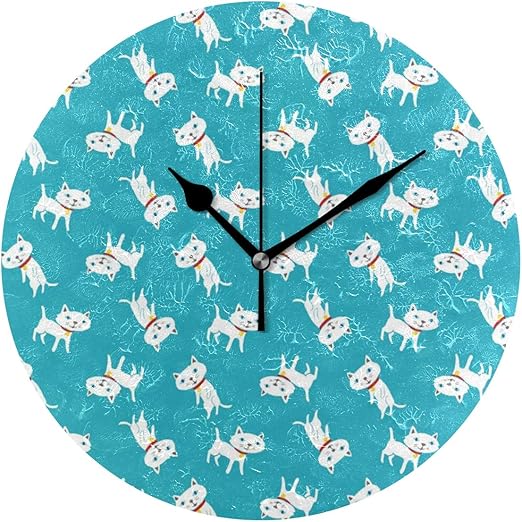 Amazon Co Jp ユキオ Ukio 掛け時計 置き時計 壁掛け時計 室内 部屋装飾 壁時計 インテリア おしゃれ 北欧 水色背景 猫柄 ギフト 時計 アート 部屋 ウォールクロック 円型 かわいい ホーム キッチン