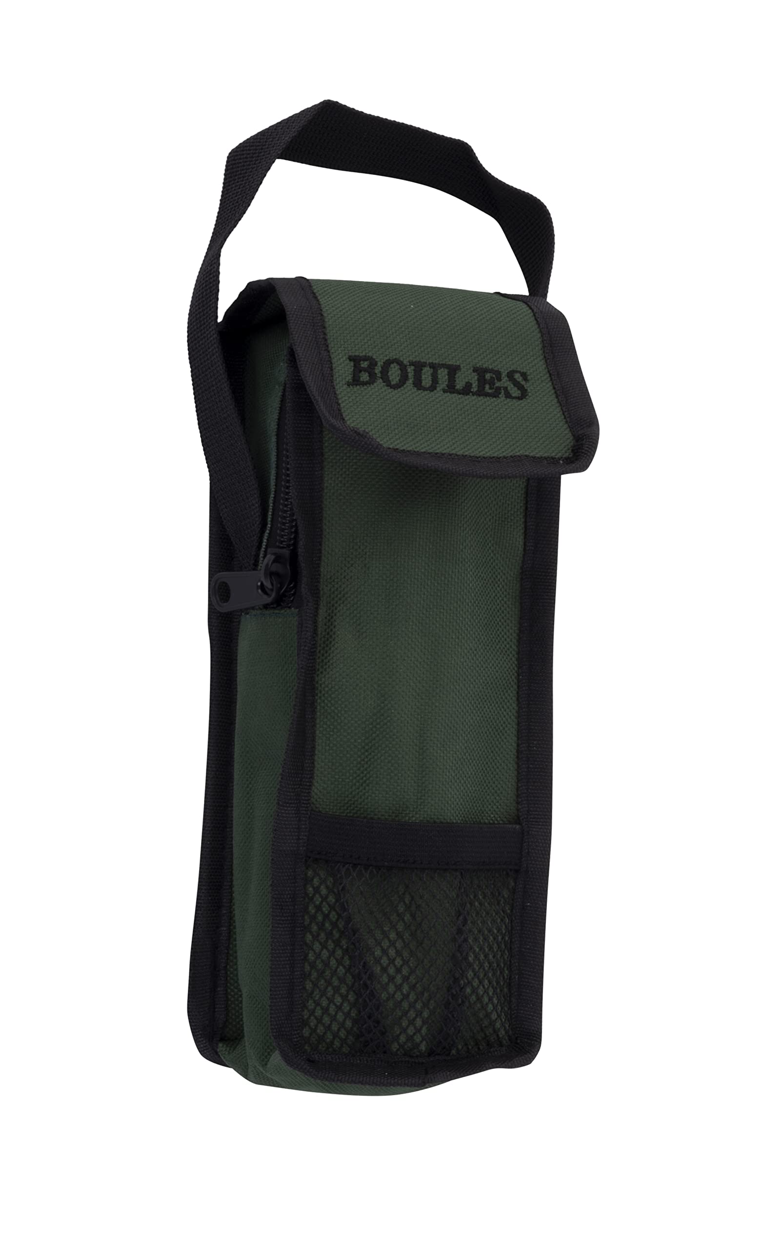 Engelhart - bag for 3 boules game with handle Opening at the top - Opens and closes with zipper and scratch- Size; 23 x 8.5 x 3.5 cm (Green)