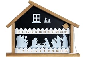 Nativity Sets for Christmas Indoor, DEWBIN Christmas Countdown, Large Size Nativity Scene Manger Wood House Block Christmas Decor, Religious Advent Calendar Christmas Decorations Indoor for Home
